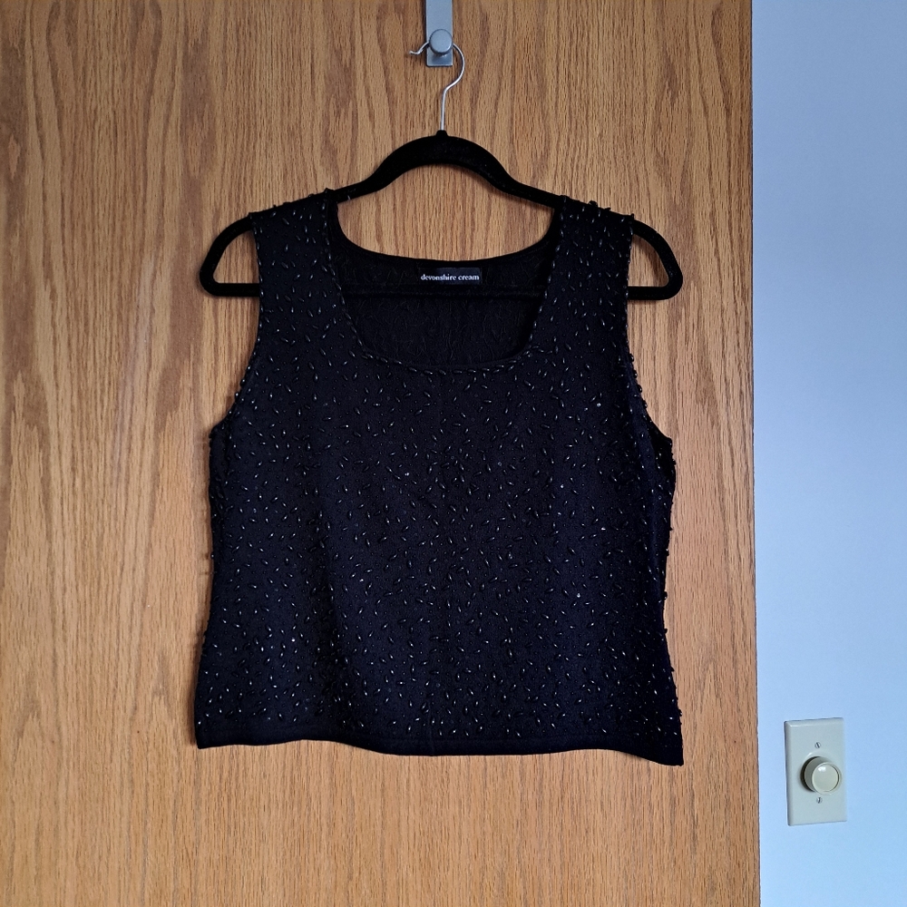 Black Beaded Tank Top Classic Sleeveless Design